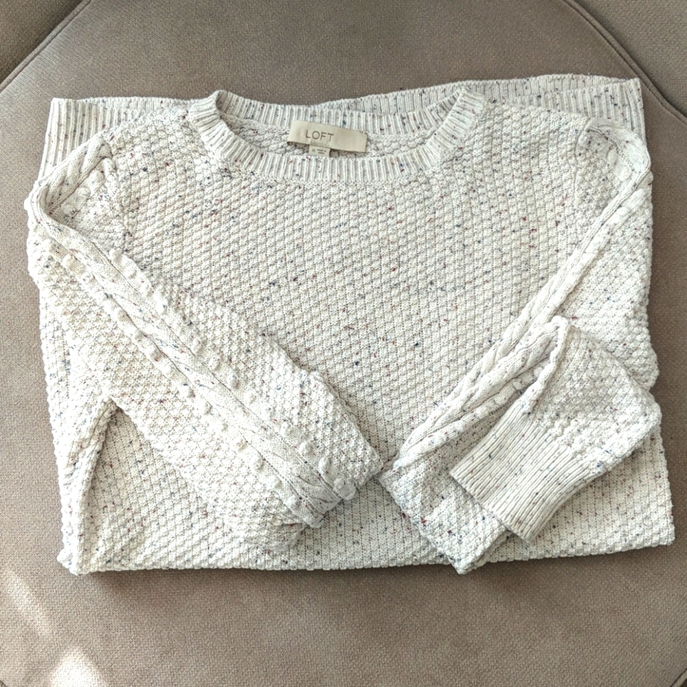 LOFT sweater with cable knit sleeve detail